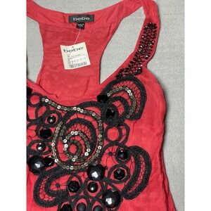 Vtg Silk Dress Womens S Beaded Y2K Red Dark Romantic Rockabilly Goth Grunge Glam